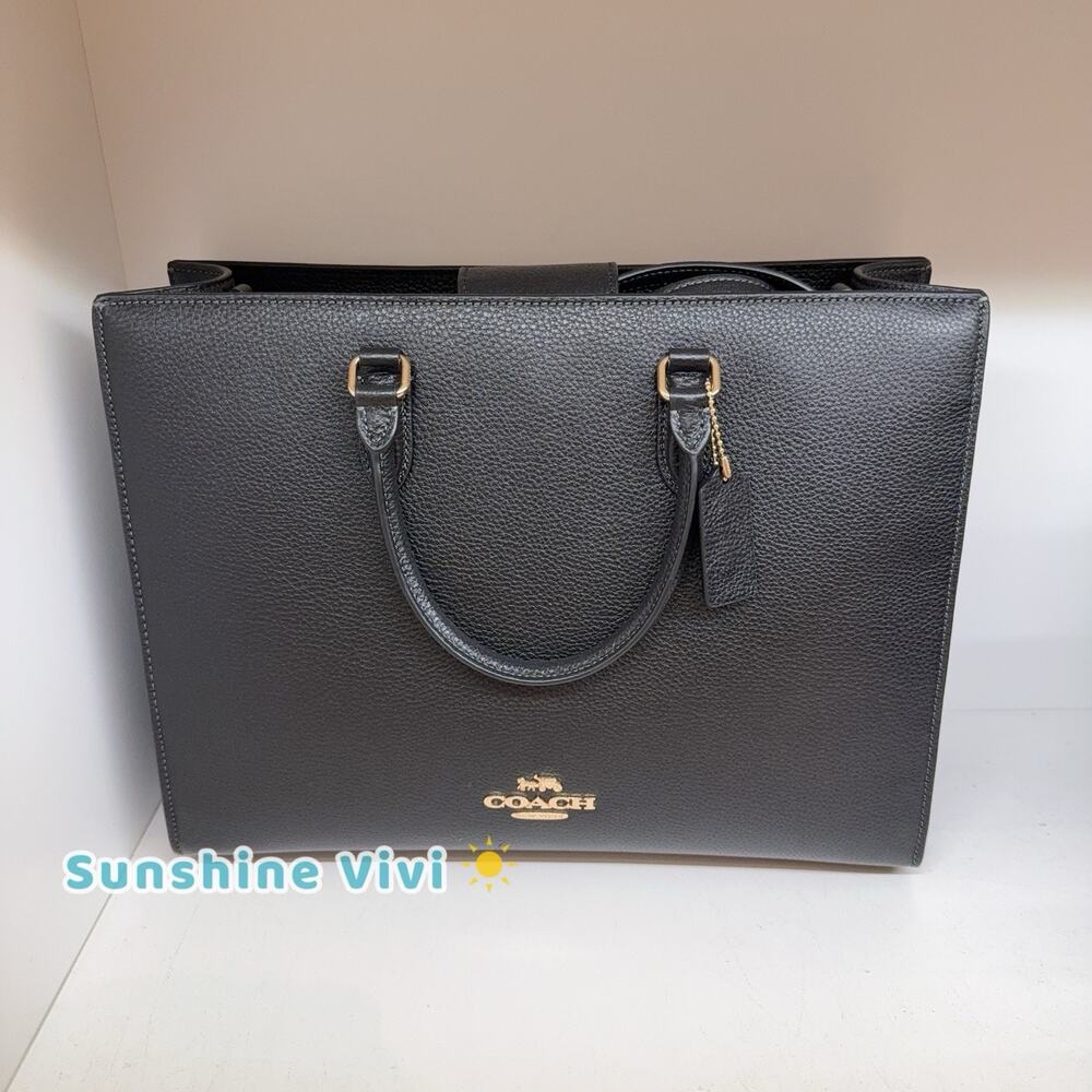 NWT COACH Maggie Tote Bag Shoulder Bag Leather CY666 Gold/black